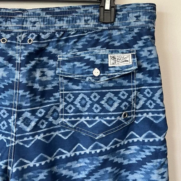 Polo Ralph Lauren Traveler Swim Shorts Trunks Mens Large Indigo Blue Geo Pony